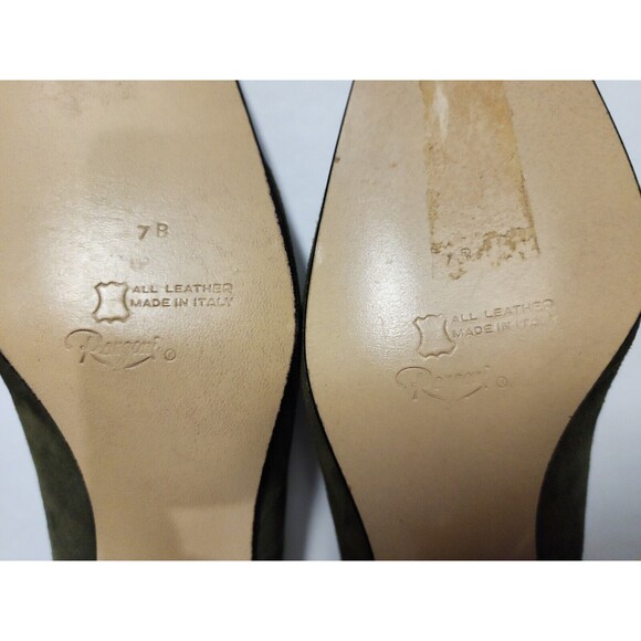 Rangoni Italy Womens Suede Leather Shoes 7B Green Mid-Heel 2.25" Slip On - Picture 12 of 12